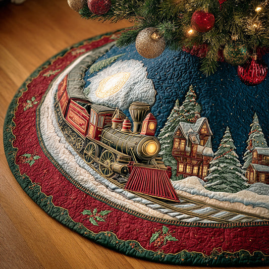 Northbound Train Christmas Quilted Tree Skirt NCU0NTD803