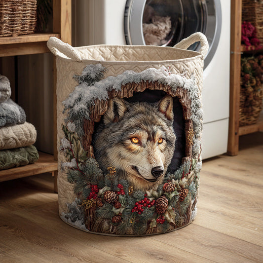 Northern Wolf Trail Quilted Laundry Basket NCU0NTD1036