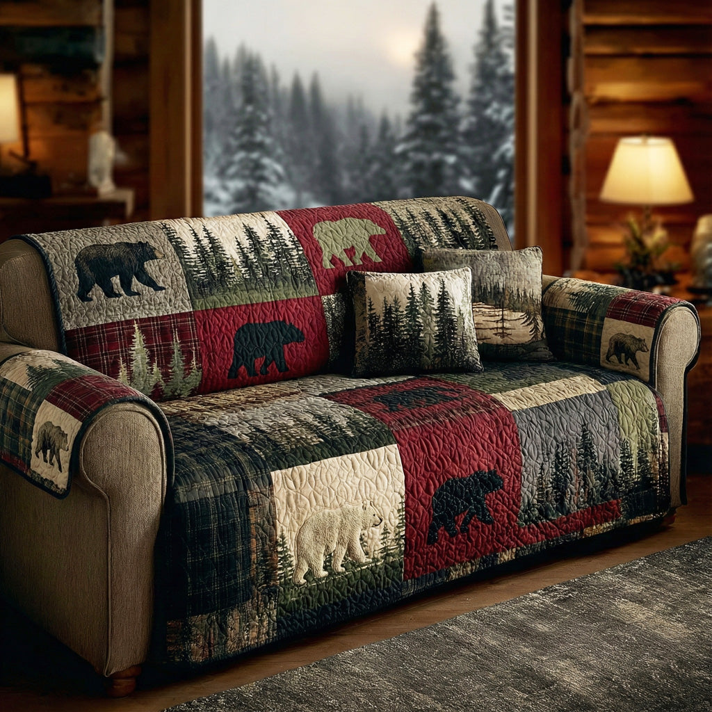 Northern Woods Grizzly Quilted Sofa Cover NCU0LDH288