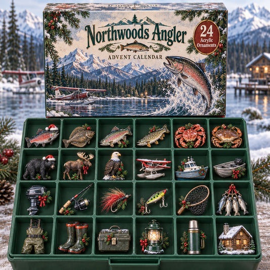 CHRISTMAS KICKOFF 40% OFF - Northwoods Angler Advent Calendar 2026 - 24-Day Festive Countdown, Acrylic Charms Blind Box - Gift For Family and Friends AC0TV040