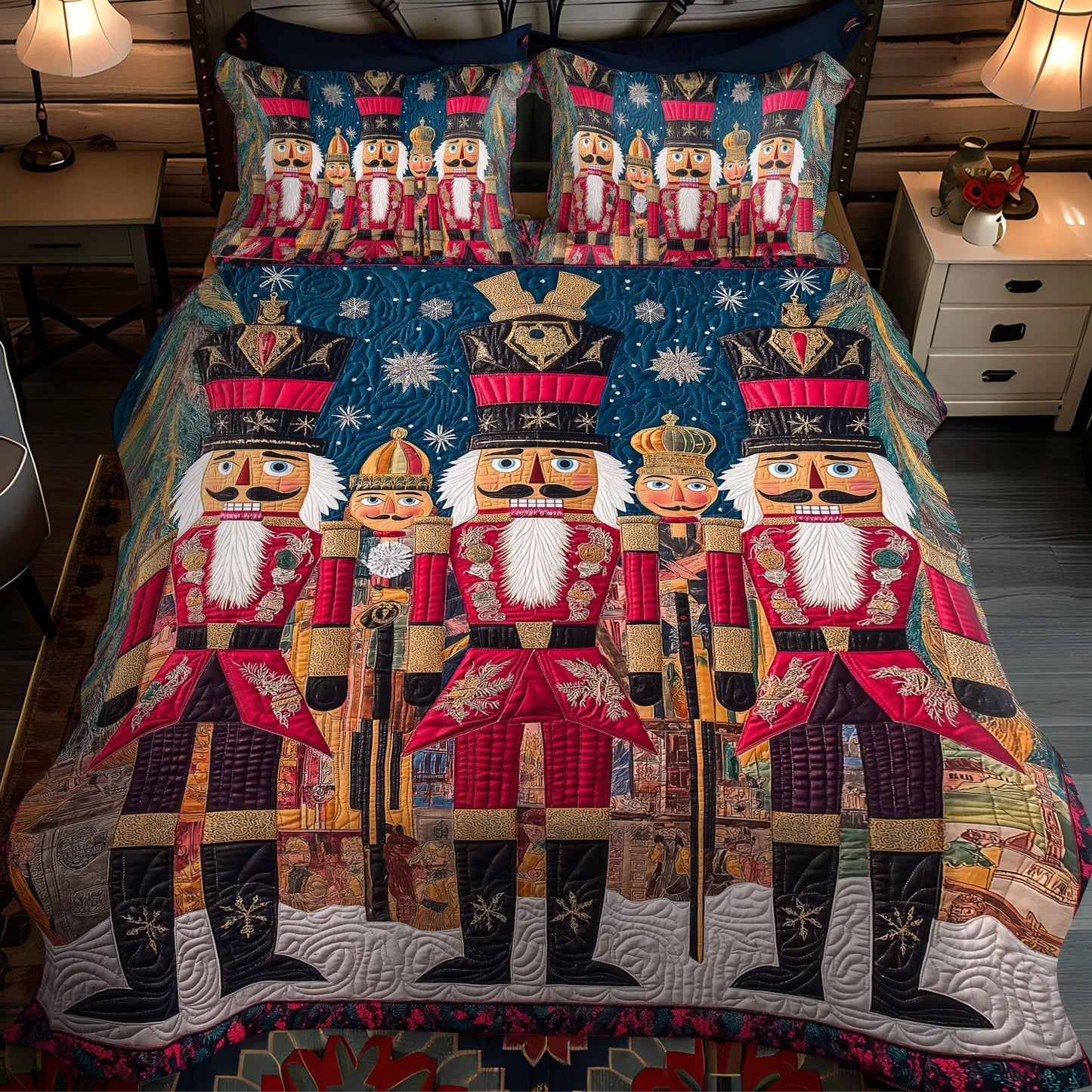 Nutcracker Elegance 3-Piece Quilted Bedding Set NCU0TL1593
