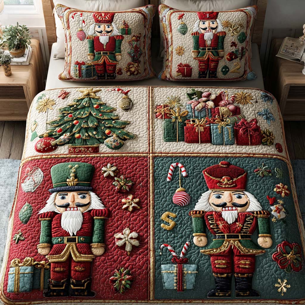 Nutcracker Joy 3-Piece Quilted Bedding Set NCU0NNT1774