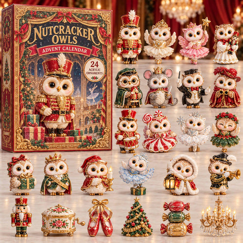 CHRISTMAS KICKOFF 40% OFF - Nutcracker Owls Advent Calendar 2026 - 24-Day Festive Countdown, Acrylic Charms Blind Box - Gift For Family and Friends AC0TD017