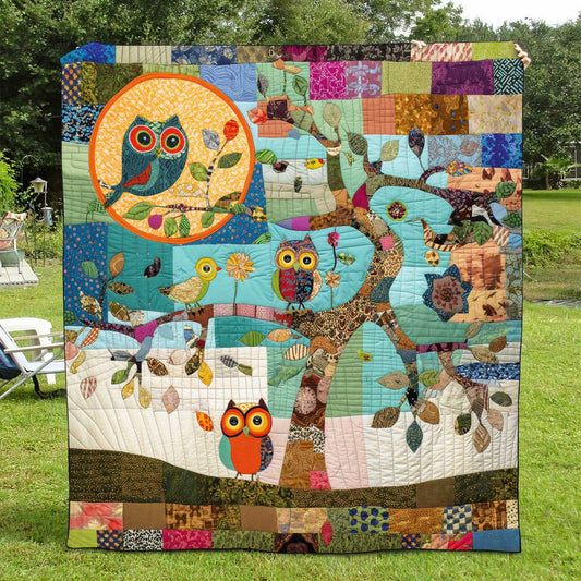 Colorful Owl Patchwork Quilted Blanket NCU0HY010