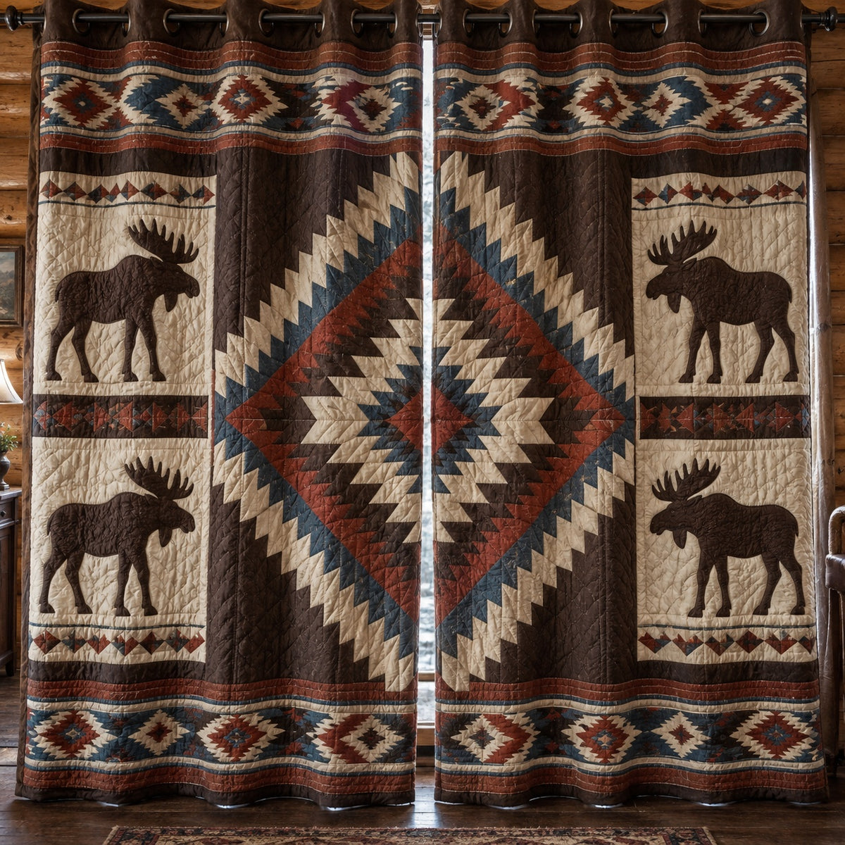 Obsidian Moose Valley Quilted Curtains NCU0PVL1133