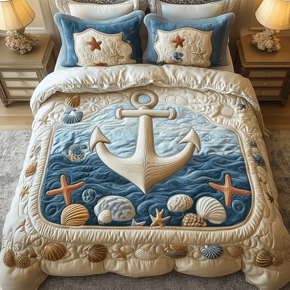 Ocean Anchor 3-Piece Quilted Bedding Set NCU0TH2448