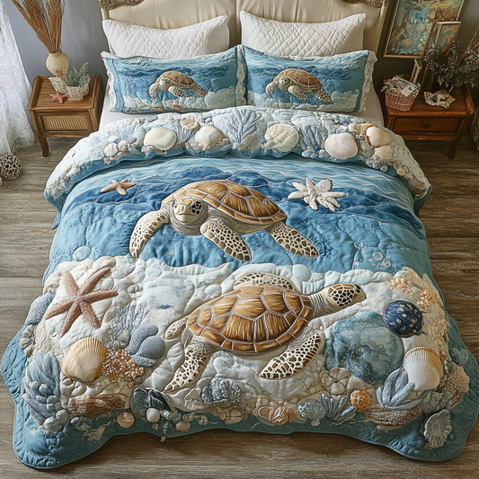 Ocean Bliss 3-Piece Quilted Bedding Set NCU0NVH337
