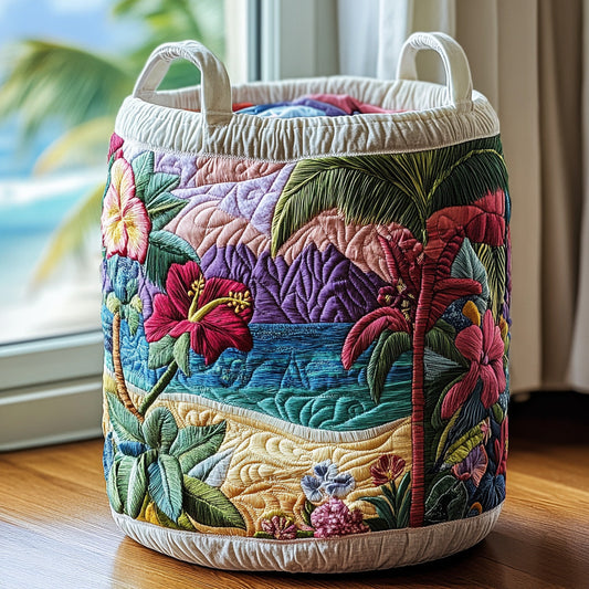 Ocean Bloom Quilted Laundry Basket NCU0PVL489