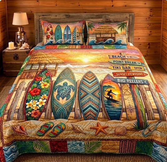 Ocean Board 3-Piece Quilted Bedding Set NCU0DQQ0823