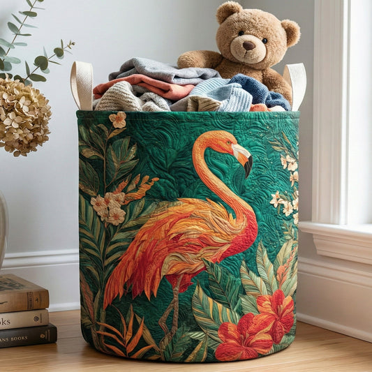 Ocean Breeze Flamingo Quilted Laundry Basket NCU0NNT2982