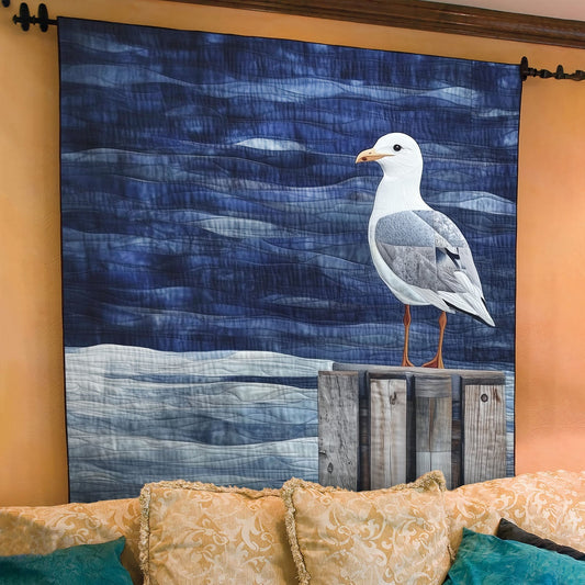 Ocean Breeze Seagull Art Quilt Hanging NCU0PT676