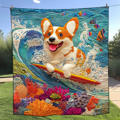 Ocean Corgi Ride Quilted Blanket NCU0PT920