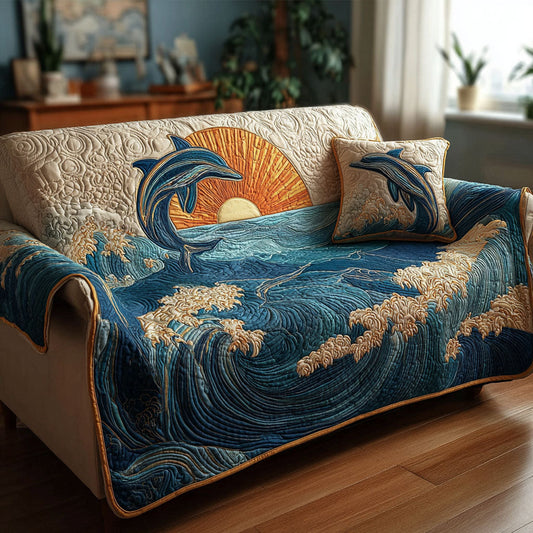 Ocean Dolphin Quilted Sofa Cover NCU0NTD1394