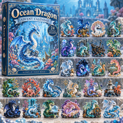 CHRISTMAS KICKOFF 40% OFF - Ocean Dragon Advent Calendar 2026 - 24-Day Festive Countdown, Acrylic Charms Blind Box - Gift For Dragon Lovers AC0TV021