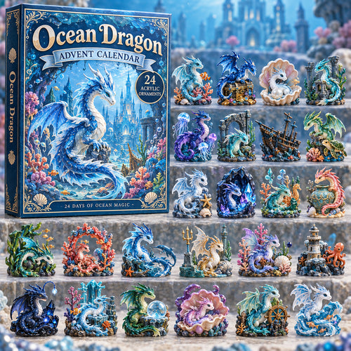 CHRISTMAS KICKOFF 40% OFF - Ocean Dragon Advent Calendar 2026 - 24-Day Festive Countdown, Acrylic Charms Blind Box - Gift For Dragon Lovers AC0TV021