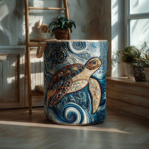 Ocean Drift Sea Turtle Quilted Laundry Basket NCU0PTT2666