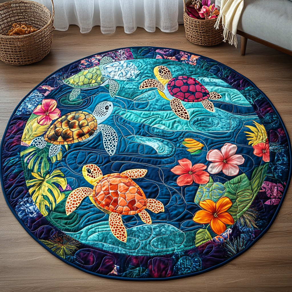 Ocean Embrace Quilted Round Mat NCU0TL1454