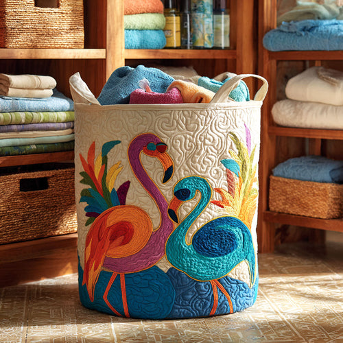 Ocean Flamingo Quilted Laundry Basket NCU0NTV172