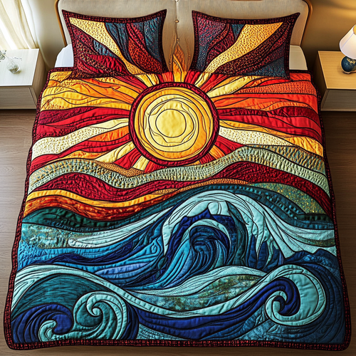 Ocean Glow 3-Piece Quilted Bedding Set NCU0VH410