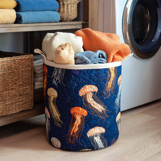 Ocean Jellyfish Glow Quilted Laundry Basket NCU0HNH427