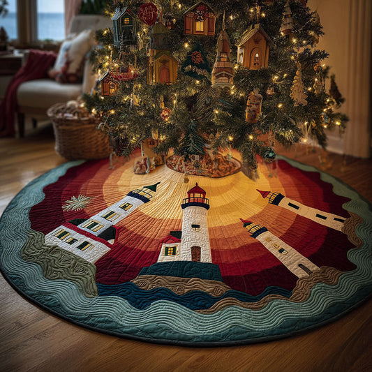 Ocean Lighthouse Christmas Quilted Tree Skirt NCU0DDK2064