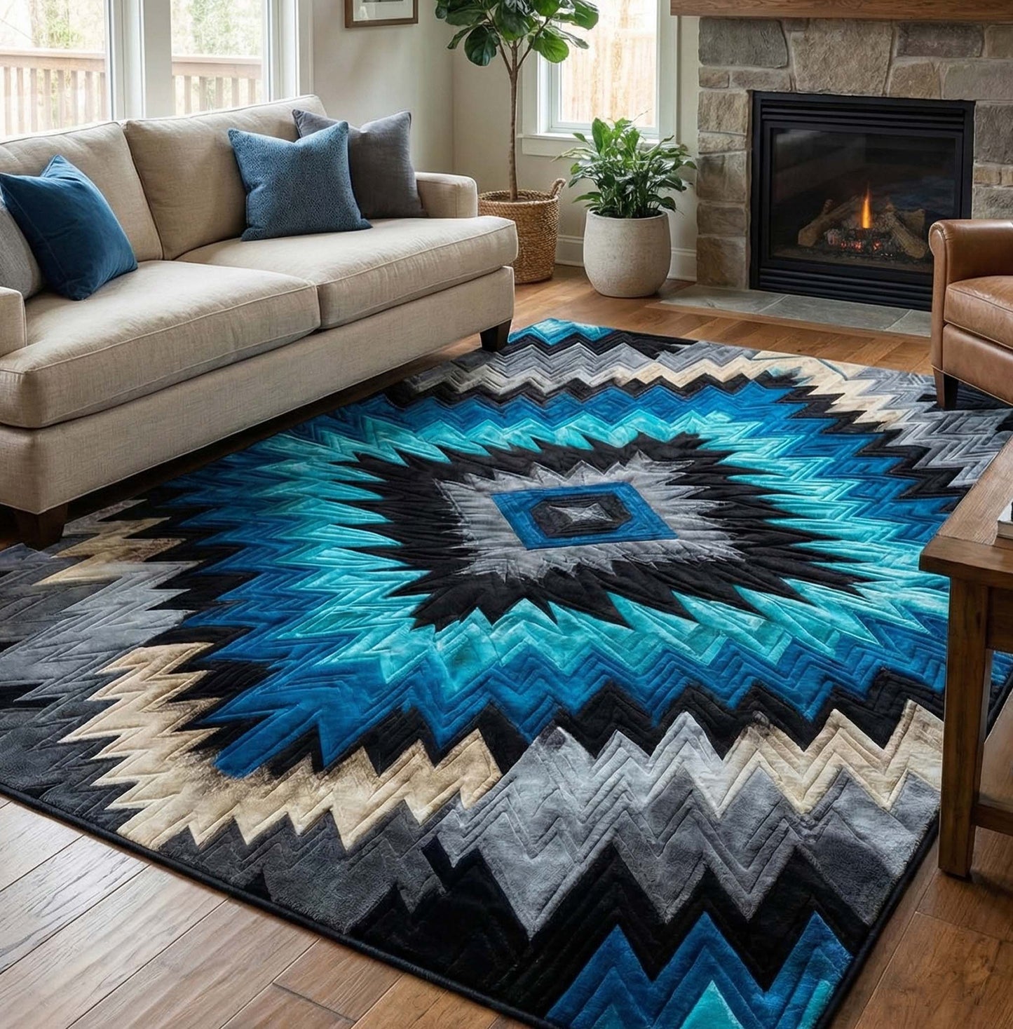 Ocean Night Aztec Area Rug NCU0NXD1381