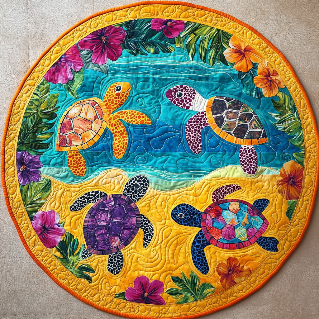 Ocean Oasis Quilted Round Mat NCU0TL1446