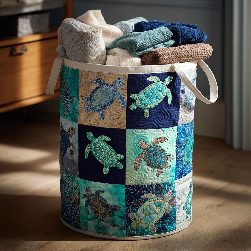 Ocean Patch Quilted Laundry Basket NCU0NTV188