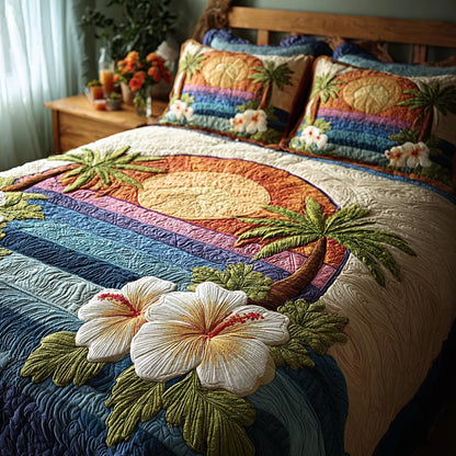 Ocean Petals 3-Piece Quilted Bedding Set NCU0DV1964