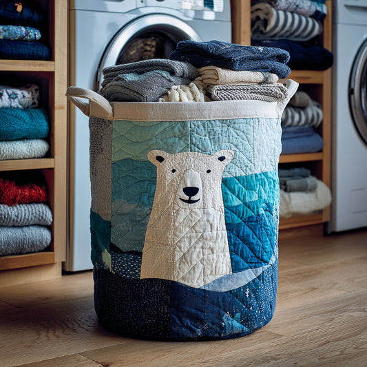 Ocean Polar Bear Quilted Laundry Basket NCU0HNH515