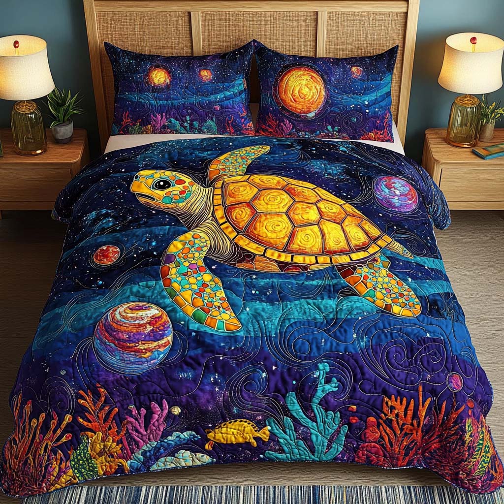 Ocean Shell Journey 3-Piece Quilted Bedding Set NCU0NNL194