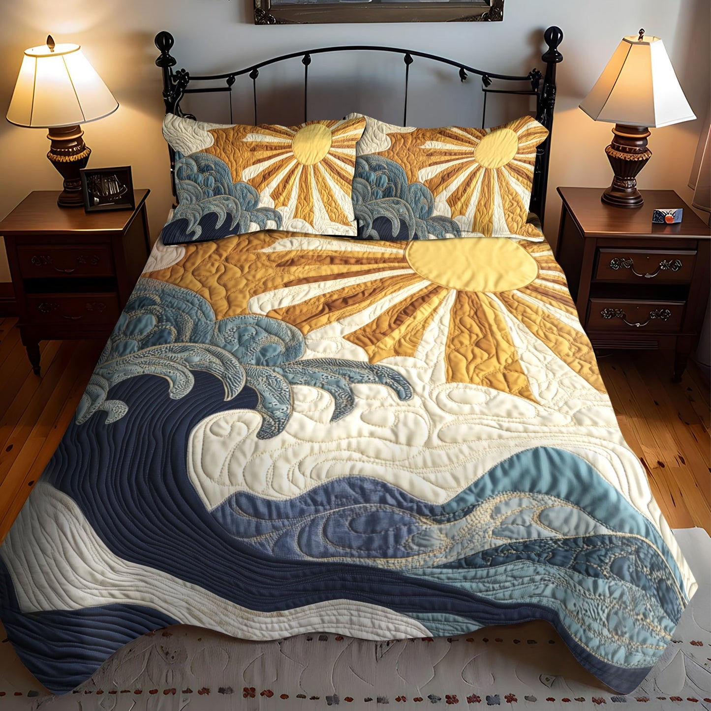 Ocean Sunrise 3-Piece Quilted Bedding Set NCU0VL775