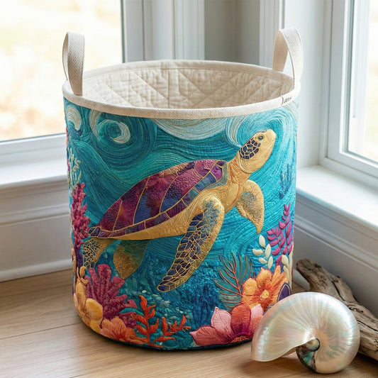 Ocean Turtle Bliss Quilted Laundry Basket NCU0NNT2973
