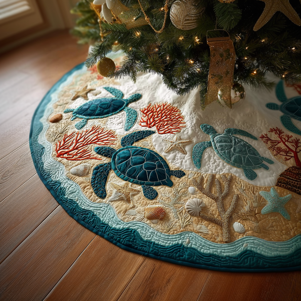 Ocean Turtle Christmas Quilted Tree Skirt NCU0DDK1763