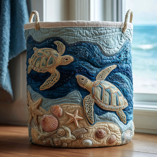 Ocean Turtle Quilted Laundry Basket NCU0DDK1161
