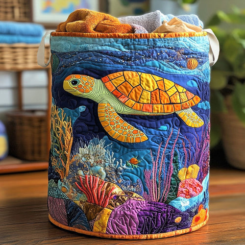 Ocean Turtle Quilted Laundry Basket NCU0NNL134