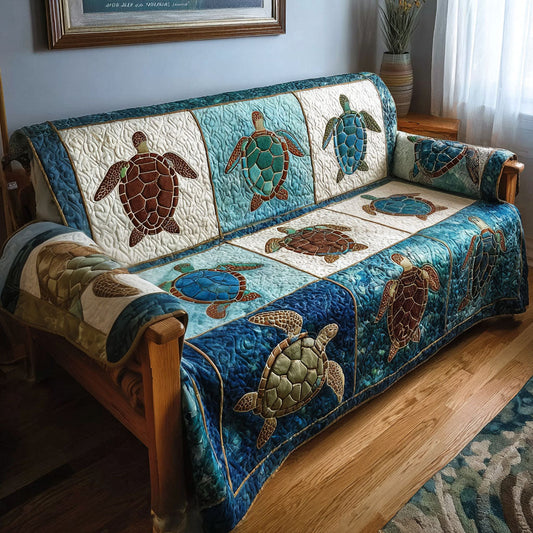 Ocean Turtle Quilted Sofa Cover NCU0NTD1381