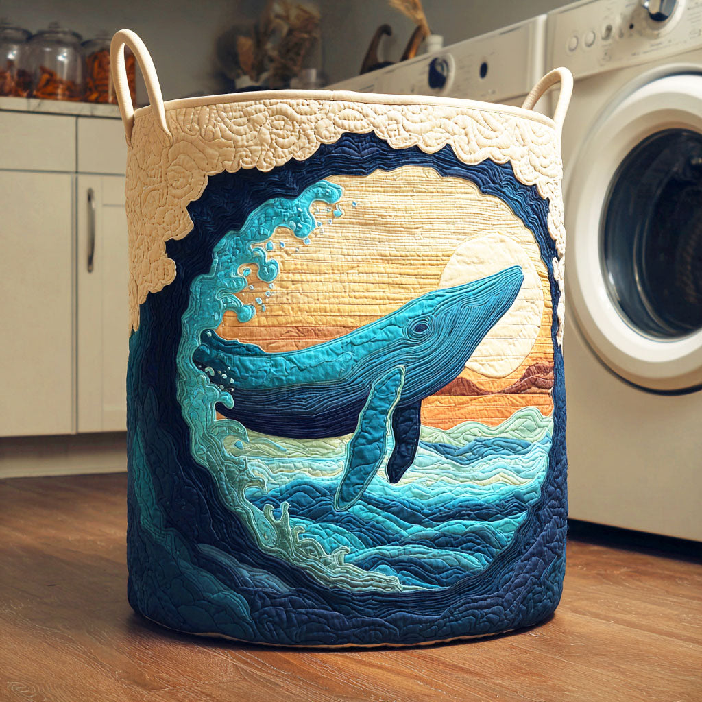 Ocean Whale Quilted Laundry Basket NCU0NTD377