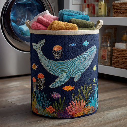 Ocean Whale Song Quilted Laundry Basket NCU0HNH428