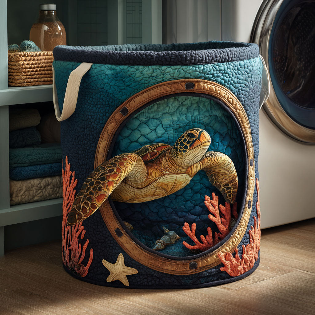 Ocean Whisper Quilted Laundry Basket NCU0NTV177