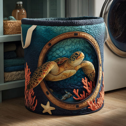 Ocean Whisper Quilted Laundry Basket NCU0NTV177