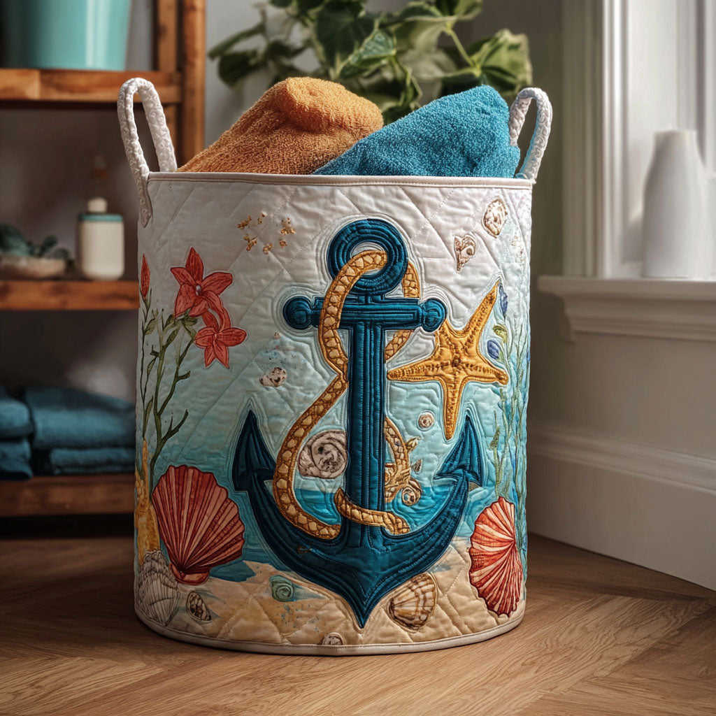 Ocean Whispers Quilted Laundry Basket NCU0PTT1012