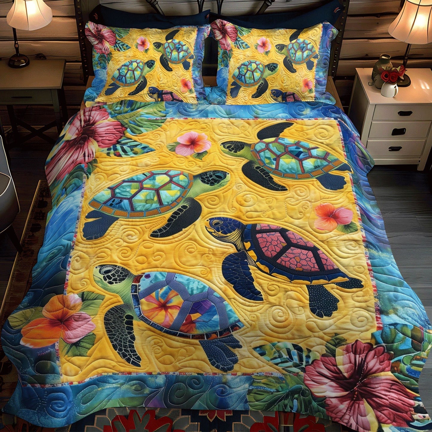 Oceanic Journey 3-Piece Quilted Bedding Set NCU0TL752