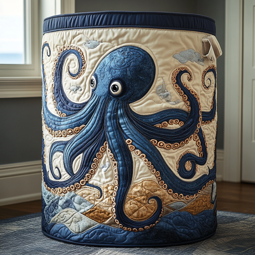 Oceanic Octopus Quilted Laundry Basket NCU0DDK1565