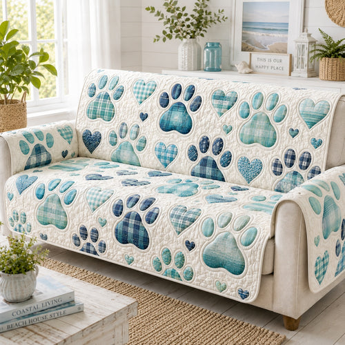 Oceanic Plaid Strides Quilted Sofa Cover NCU0PVL1011
