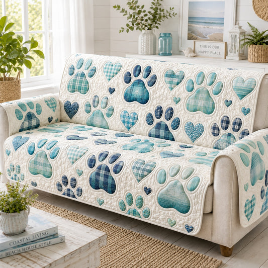 Oceanic Plaid Strides Quilted Sofa Cover NCU0PVL1011