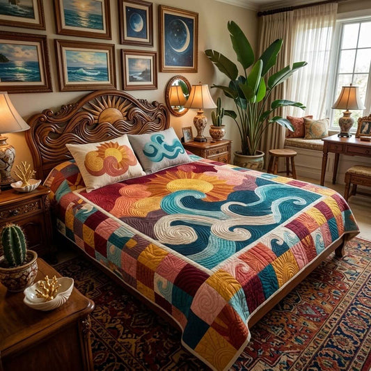 Oceanic Sun Tide Quilted Blanket NCU0DQQ0604