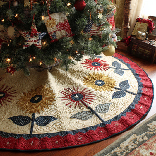 Old Glory Charm Christmas Quilted Tree Skirt NCU0DV1394