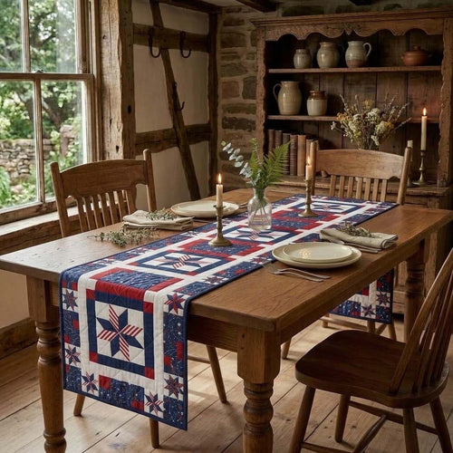Old Glory Patch Quilted Table Runner NCU0DQQ0646