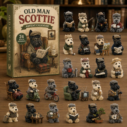 CHRISTMAS KICKOFF 40% OFF - Old Man Scottie Advent Calendar 2026 - 24-Day Festive Countdown, Acrylic Charms Blind Box - Gift For Dog Lovers AC0TM256
